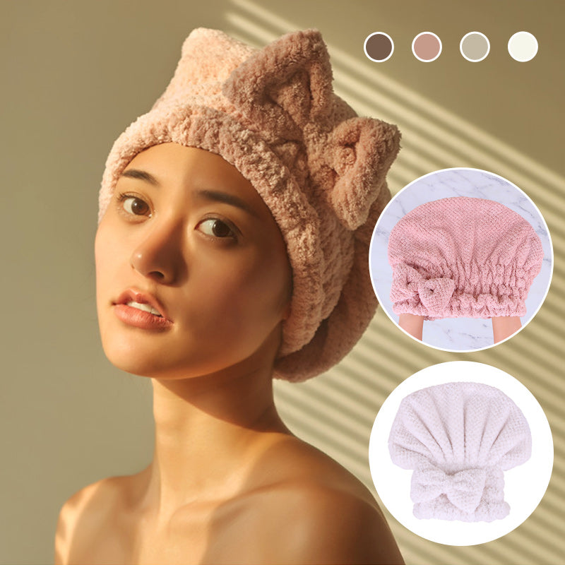 Coral velvet cute bow bath cap