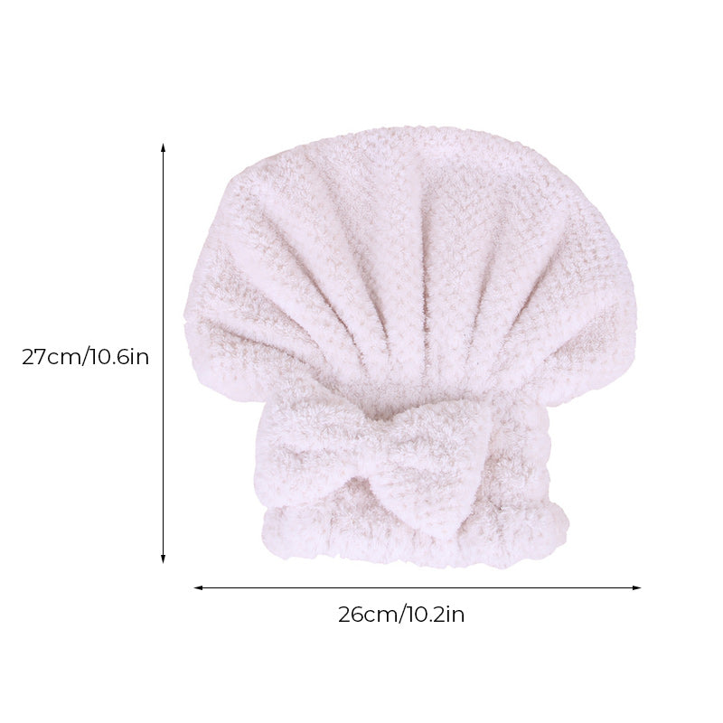 Coral velvet cute bow bath cap